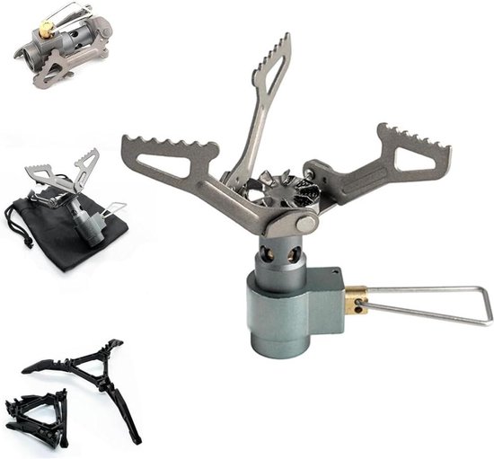 Camping camping gas kookstel Compact 18 kW titanium behuizing mini-gasfornuis gasregeling schroefbare gaspatronen camping en outdoorkooktoestel van Camp