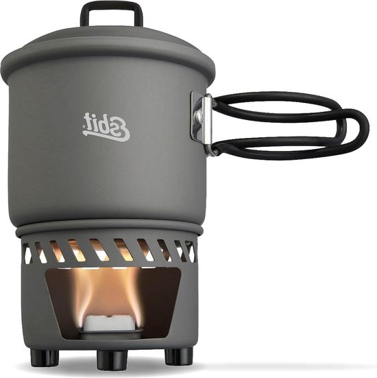 Camping camping gas kookstel - Droogbrandstof kookset - outdoor campingkooktoestel 585 ml met aluminium pan - inklapbare handgrepen - campingkooktoestelset van Deudeco