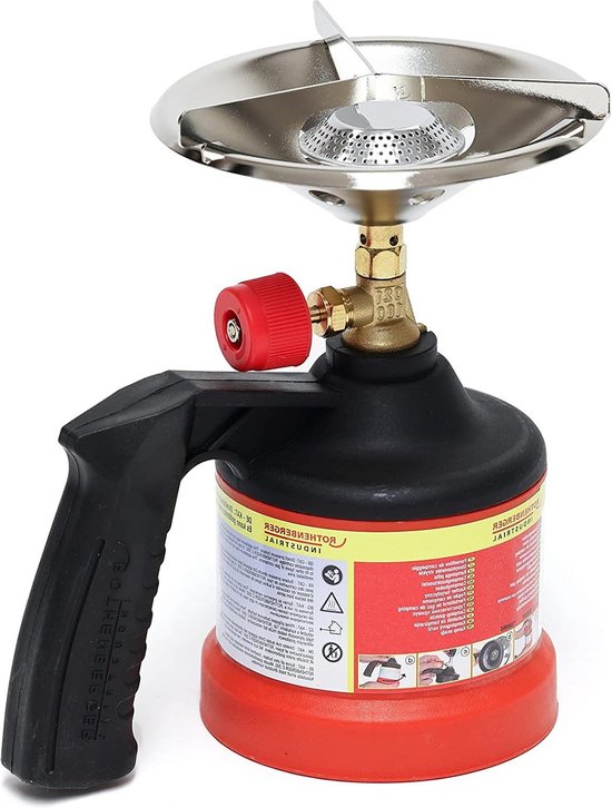 Camping camping gas kookstel Industrial Scout ingebruikname met gaspatroon - 14 cm kookmat - windscherm. van Campart Travel