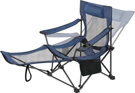 Camping Chair Folding Fishing Chair - Removable Footrest Cup Holder Carry Bag Beach Chair Blue Aluminium Beach Chair Folding Garden van Camp
