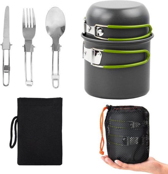 Camping Cooker Set Portable Stove with Folding Cutlery - Lightweight Outdoor Cooking Set for 1-2 People Camping Hiking Trekking Picnic Fishing Mountaineering van Merkloos