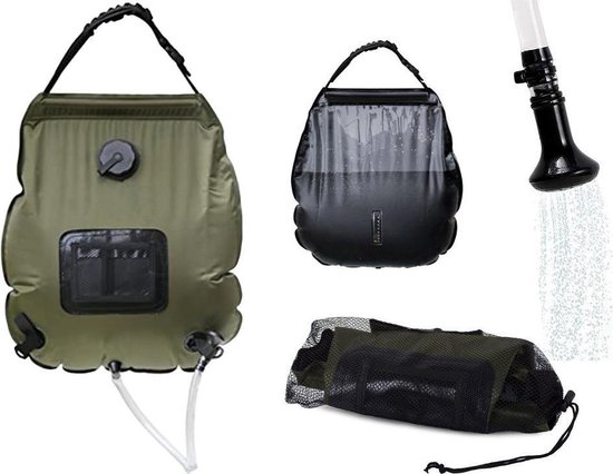 Camping Douch Waterzak met Temperatuurmeter - Legergroen -20L van Camp