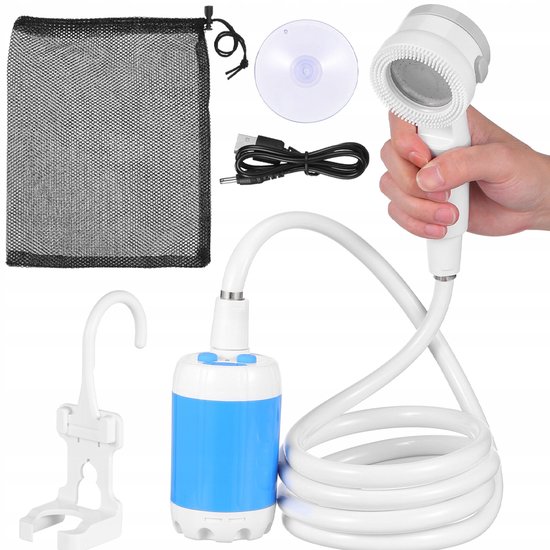 Camping Douche - 5000 mAh - Oplaadbare Mobiele Douche - Buitendouche - Campingdouche - Reisdouche - Tuindouche - Draagbare Douche - Mobiele Douche - Oplaadbare Accu - Met Multifunctionele douchebak - Voor camper, reizen, autowassen, huisdieren van Camping