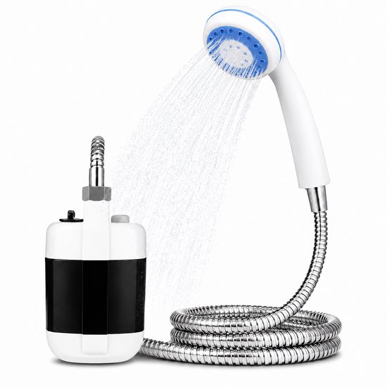 Camping Douche Oplaadbaar – Draagbare Elektrische Buitendouche met Douchekop en 2200mAh Accu – Mobiele Douche en Tuindouche voor Camper, Reizen, Hond en Auto – 1,5m Slang