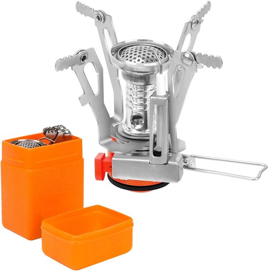 camping fornuis, 3900 W draagbaar winddicht camping gasfornuis mini brander met piëzo-ontsteking en draagtas voor picknick, backpacken, trekking (wit) van Merkloos