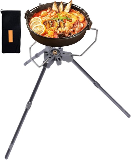 Camping Fornuishouder - Kooktoestel Statief - Buiten Koken - Robuust Klauwontwerp - 184L x 139B x 43H cm - Zilver