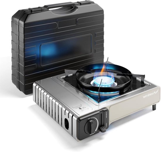 Camping Gas Stove with 1 Burner and Piezo Ignition - Compact Cooker for Indoor and Outdoor Use van Merkloos