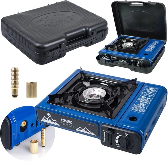 Camping Gasbrander 1 Pits - Gasstel Camping met Koffer - Draagbaar Kooktoestel - Werkt op Butaan Gas en Gasfles - Camping Kooktoestel Outdoor Noodpakket van Merkloos