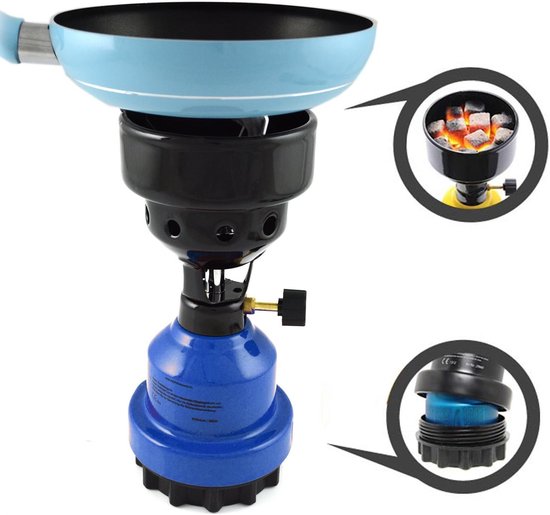 Camping Gasbrander - Kooktoestel Outdoor - Kamperen Koken - 2 in 1 Functie - 780 gram - Blauw