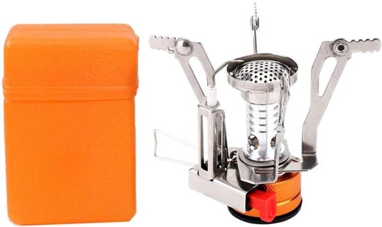 Camping Gasbrander - Mini fornuis - Buiten koken - Ingebouwde piëzo ontsteker - 9.5 x 7.5 cm - Zilver