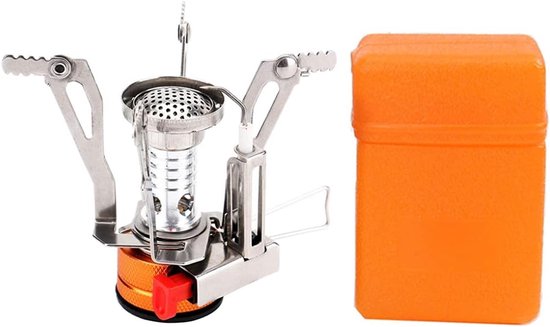 Camping Gasbrander - Outdoor Kooktoestel - Buiten Koken - Ingebouwde Piezo Ontsteker - 9.5 x 7.5 cm - Zilver