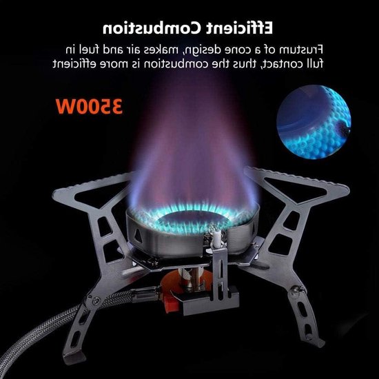 Camping Gasbrander - Outdoor Kooktoestel - Kamperen Koken - Opvouwbaar Met Piezo - 15.5 x 15.5 x 9.5 cm - Zilver