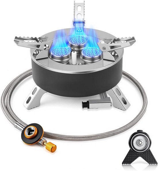 Camping Gasfornuis - Draagbaar Kooktoestel - Buiten Koken - Piezo Ontsteking - 6800W Vermogen - Zilver