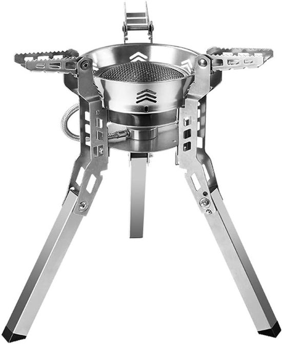 Camping Gasfornuis - Draagbare Brander - Buiten Koken - 3800W Hoge Efficiëntie - 31.7 x 30.4 cm - Zilver