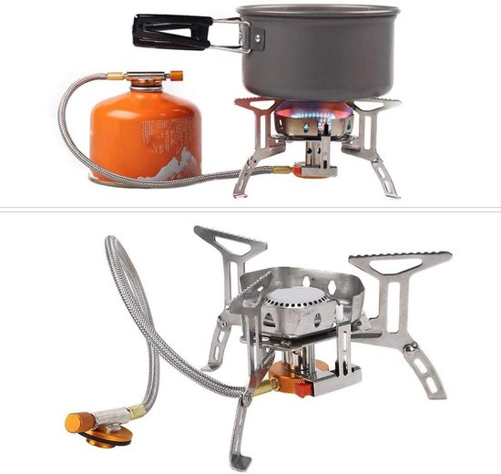 Camping Gasfornuis - Draagbare Kachel - Buiten Koken - Winddicht Ontwerp - Compact Formaat - Zilver