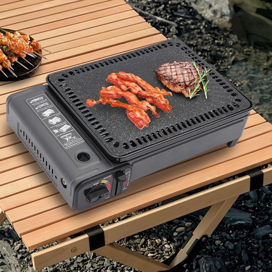 Camping Gasfornuis - Draagbare Kookplaat - Outdoor Koken - Verstelbare Vuurkracht - 41.5 x 28 x 11.5 cm - Zwart