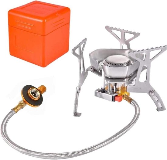 Camping Gasfornuis - Rugzak Kooktoestel - Outdoor Koken - Met Piëzo Ontsteking - Inklapbaar - Zilver