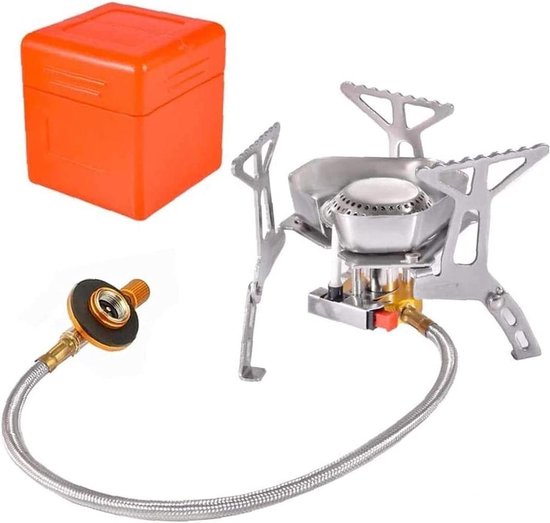 Camping Gasfornuis - Rugzak Kooktoestel - Outdoor Koken - Piëzo Ontsteking - Inklapbaar Ontwerp - Zilver