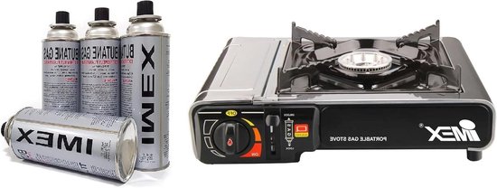 Camping Gasfornuisset - Draagbaar Kooktoestel - Buiten Koken - Volgens EU-Veiligheidsrichtlijnen - 227 g - Zwart