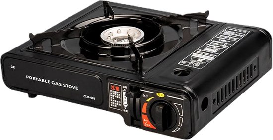 Camping Gaskoker - Draagbaar Kooktoestel - Outdoor Koken - Piëzo Elektrische Ontsteking - 34 x 26 x 8.2 cm - Zwart