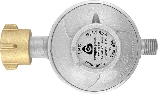 Camping Gasregelaar - Propaan Regelaar - Barbecue & Verwarming - 30 mbar Lagedruk - 1/4 Inch van Camping