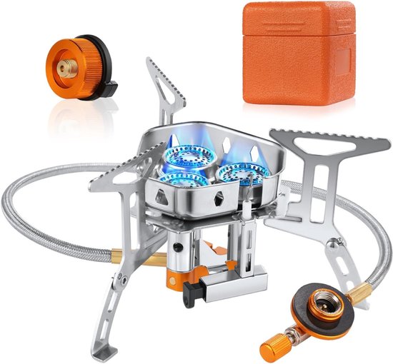 Camping Gasstel - Campinggasfornuis - Windbestendige Backpackingbrander Kookfornuizen 6800W - Opvouwbaar Rocket-Campingfornuis Met Draagkoffer - Outdoor Campinggasbrander Om Te Koken - Wandelen - Kamperen - Trekking - Picknick van Merkloos