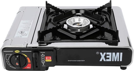 Camping Gasstel - Draagbare Kookplaat - Buiten Koken - Piëzo Ontsteking - 8 Cartridges - Honing