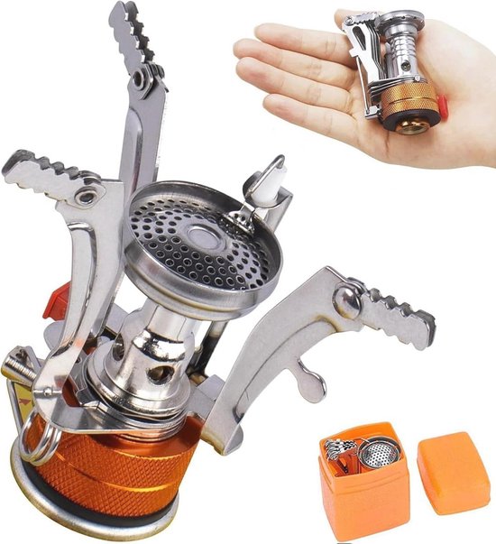 Camping Gasstel - Mini-Gasfornuis - Compact En Ultralicht - Met Piëzo-Ontsteking - 3000 W - Opvouwbaar Ideaal Voor Reizen - Wandelen - Picknicks En Kamperen - (26 G)