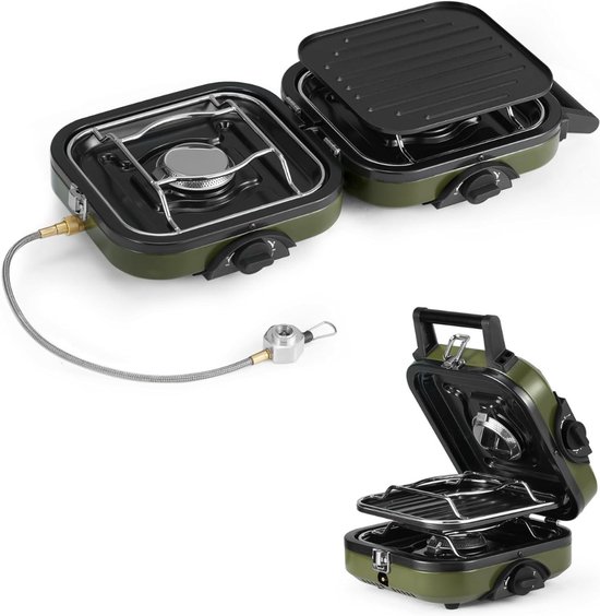 Camping Gasstel - Opvouwbare Gasbrander - Campingbrander - 2 Pitten - Opvouwbaar Met Draagtas - Brander - Draagbare Pan - 2-In-1 Gasbrander - Campingbrander - Outdoor Campingbrander - Picknick - BBQ van Merkloos