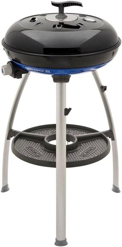 Camping Grill - Buitenkeuken Tafelmodel - Kamperen Buiten Koken - Krachtige 3.7kW Brander - 47cm Bakdiameter - Zwart Grijs Blauw