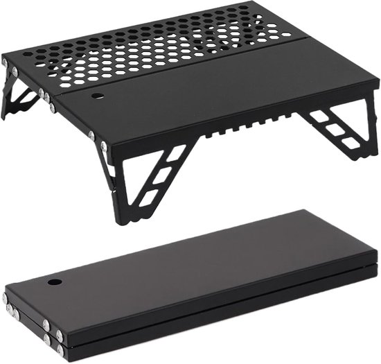 Camping Grill - Opvouwbare Grill - Buiten Koken - Lichtgewicht Aluminium - 26 x 20 x 7 cm - Zwart van Camping