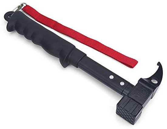 Camping Hammer, Outdoor Camping Hammer, Multi-Purpose Cast Steel Hammer, High Strength Head Rubber Handle with Puller, Nail Puller, Combs, Hammer Head with Attachment Strap