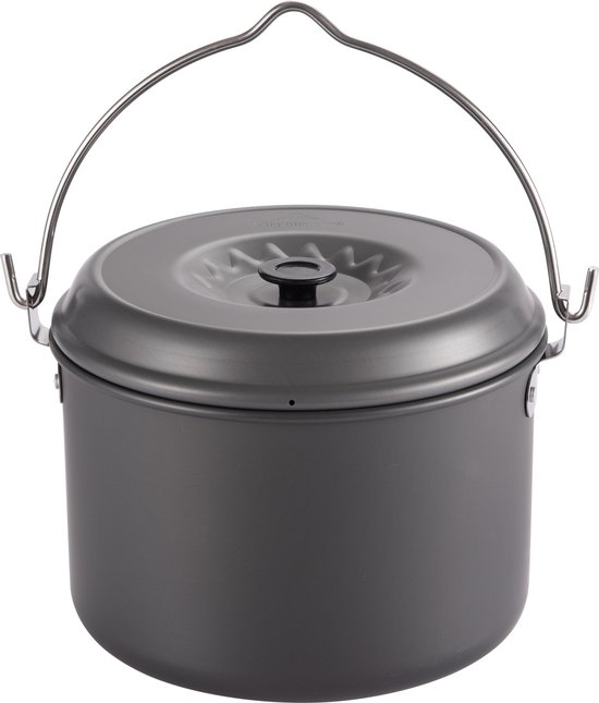 Camping Hangpot 4L Aluminium – Lichtgewicht Kookpot Pan met Deksel & Ophanghandvat – Voor Kampvuur (4–6 Personen)