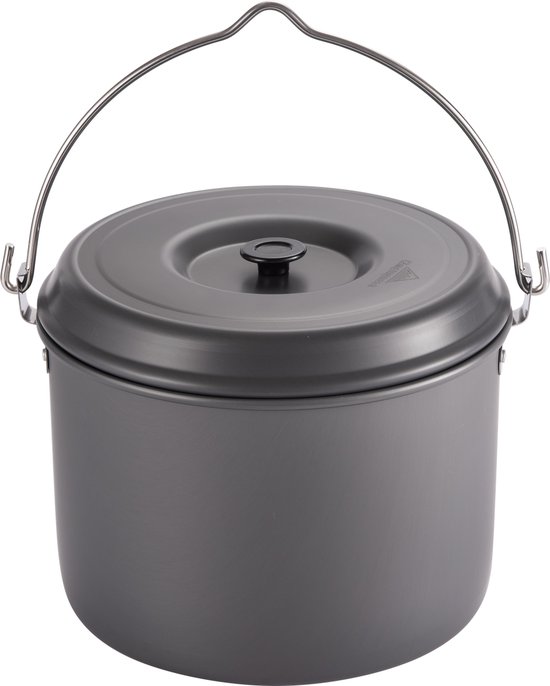 Camping Hangpot 5.5L Aluminium – Lichtgewicht Kookpot Pan met Deksel & Ophanghandvat – Voor Kampvuur & Camping (5–7 Personen)