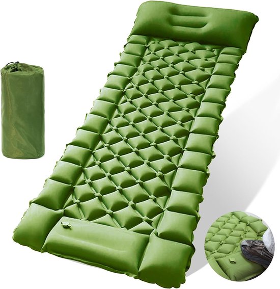 Camping isolatiemat, dubbel, ultralicht, waterdicht, opvouwbaar, slaapmatten met kussen voor camping, picknick, trekking en reizen, 192 x 60 x 6 cm, groen van Camp