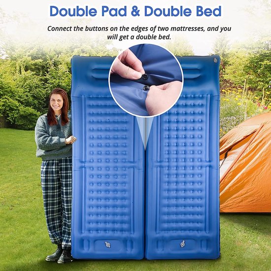Camping isolatiemat, extra dik, 12,7 cm, opblaasbare slaapmat met kussen, geïntegreerde pomp, oversized matras, super draagbare rugzakreizen, slaapmat voor wandelen, tent, reizen (blauw, kleur), van Camp