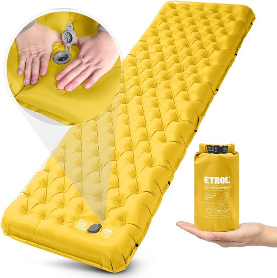 Camping isomat - 2-in-1 opblaasbare campingpads met kussen (197 x 66 cm), lichtgewicht, dikte 10 cm compacte mat voor reizen met de auto - ripstop, anti-leakage, waterdicht voor tent hangmat van DEHUB