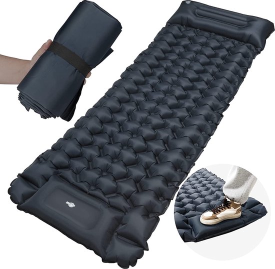 Camping isomat, opblaasbaar luchtmatras, camping, klein verpakkingsformaat, slaapmat voor buiten, ultralicht, zeer resistent, waterdicht en antislip van Camp