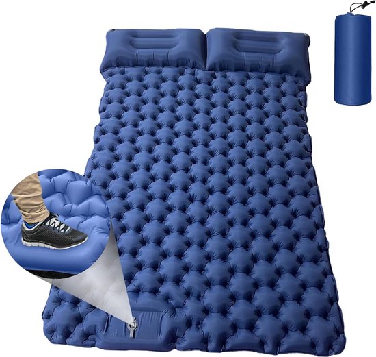 Camping Isomatte Selbstaufblasend 2 Personen, Wasserfeste Aufblasbare Camping Matratze mit Fußpresse Pumpe, Ultraleicht Tragbare Luftmatratze für Outdoor Reisen Trekking Strand van Camp