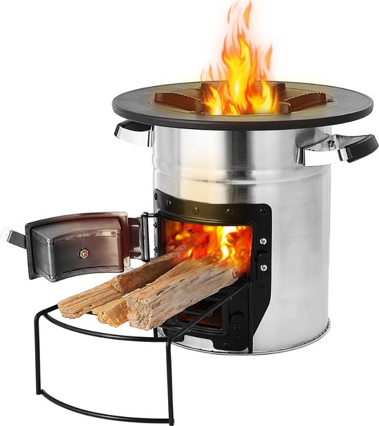 Camping Kachel - Rocket Stove RVS Winddicht - Wood Stove BBQ Grill - Draagbaar van Merkloos