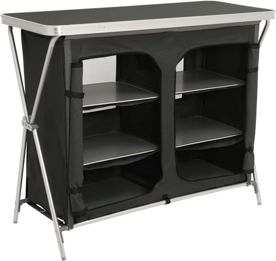 Camping Kast - Opvouwbare Keuken - Buiten Leven - Ventilerende Achterkant - 110 cm Breed - Zwart