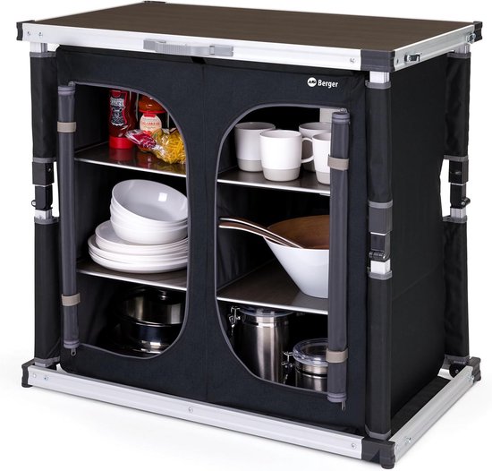 Camping Keuken - Opvouwbaar Meubel - Outdoor Koken - Lichtgewicht Aluminium - 84x80x51 cm - Zwart