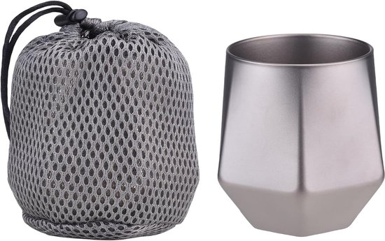 Camping Koffiekop - Theekop Buiten - Outdoor Genieten - Dubbellaags Geïsoleerd - 240 ml - Zandstraal