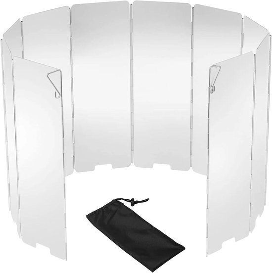 Camping Kook Windscherm - Outdoor Brander - Efficiënt Koken - Opvouwbaar Aluminium - 8 Stuks - Zilverkleurig