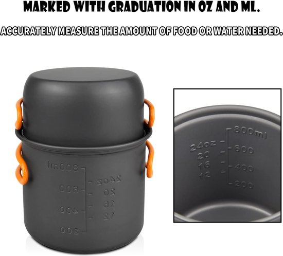 Camping kookgerei, set voor 2-4 personen, outdoor, opvouwbare kookset, serviesset, aluminium, ultralichte pan en pannenset voor picknick en wandelen (2-delige set) van Camp