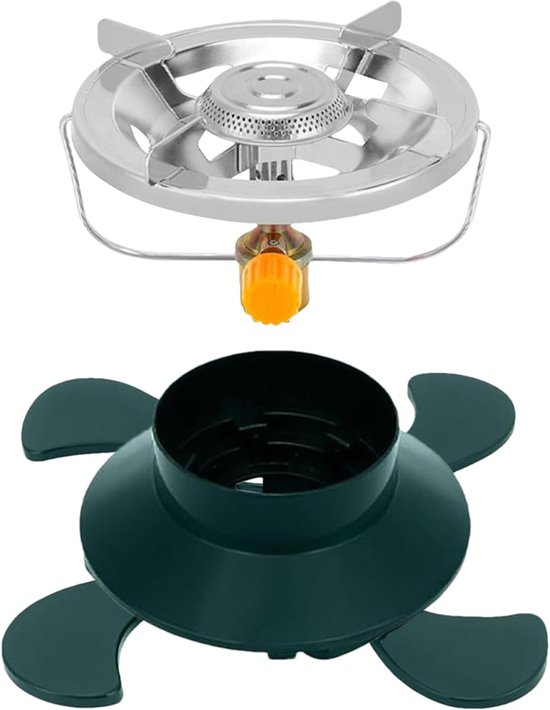 Camping Kookhouder - Brandercartridge Basis - Buiten Koken - Verstelbare Stabiliteit - 30 cm Uitgeklapt - Zwart