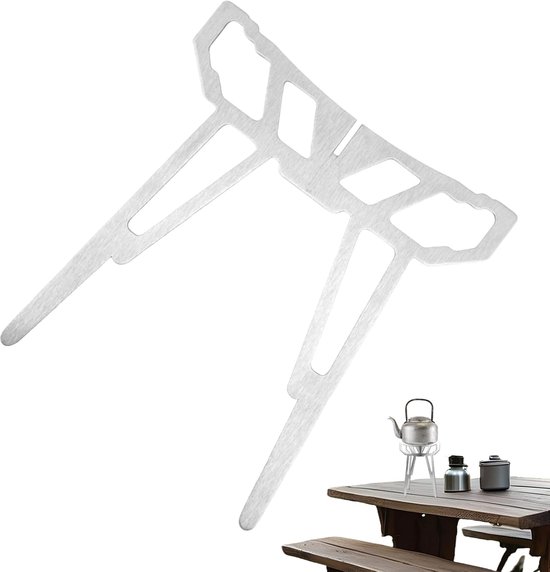 Camping Kookhouder - Opvouwbaar Statief - Koken Buiten - Gereedschapsloze Montage - 17.5 x 19.7 cm - Zilver