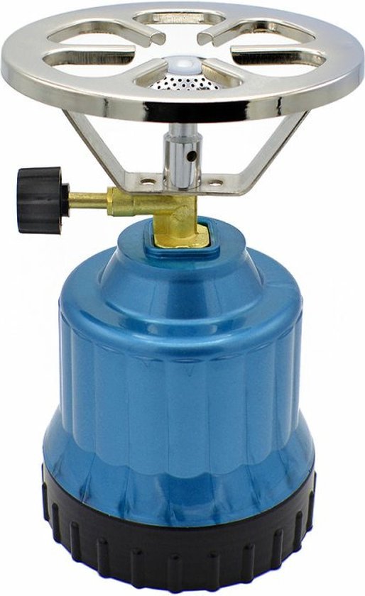 Camping - kookpit/kookstel - met gasbrander - metallic blauw - 18.5 x 12 x 12 cm van Campart