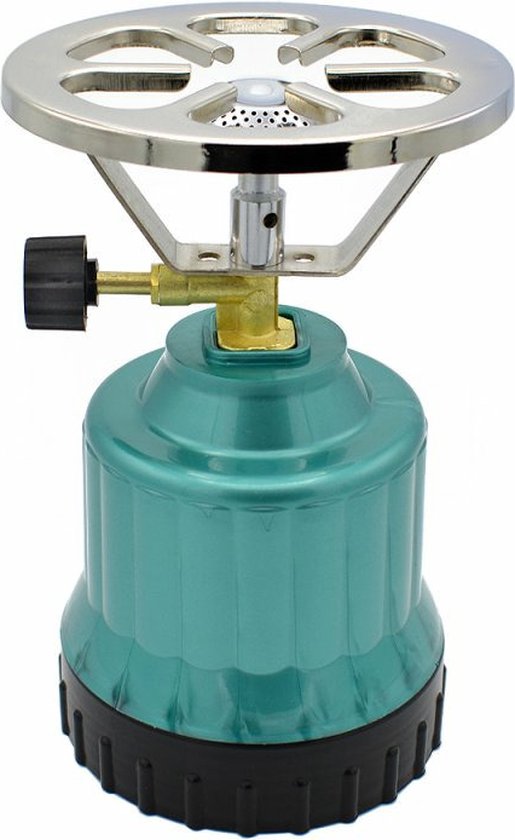 Camping - kookpit/kookstel - met gasbrander - metallic groen - 18.5 x 12 x 12 cm van Bo-Camp