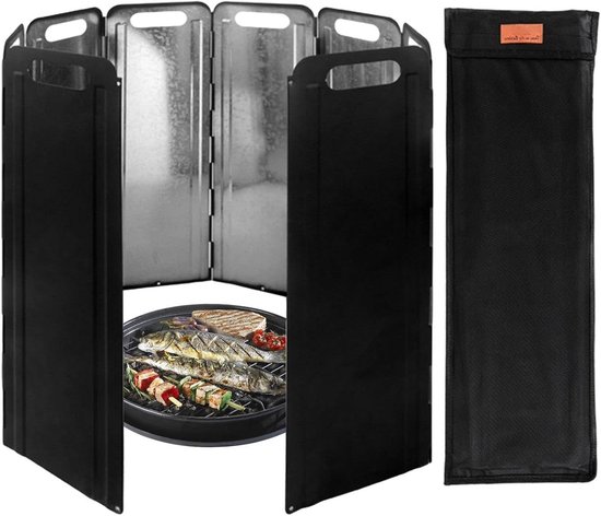Camping Kookplaat Windscherm - Outdoor Keuken - Effectief Koken - Opvouwbaar Ontwerp - 40 x 120 cm - Zilver
